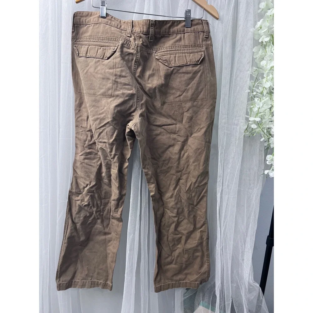 Weatherproof Mens Brown Utility Canvas Straight Leg Workwear Pants Size 36x30